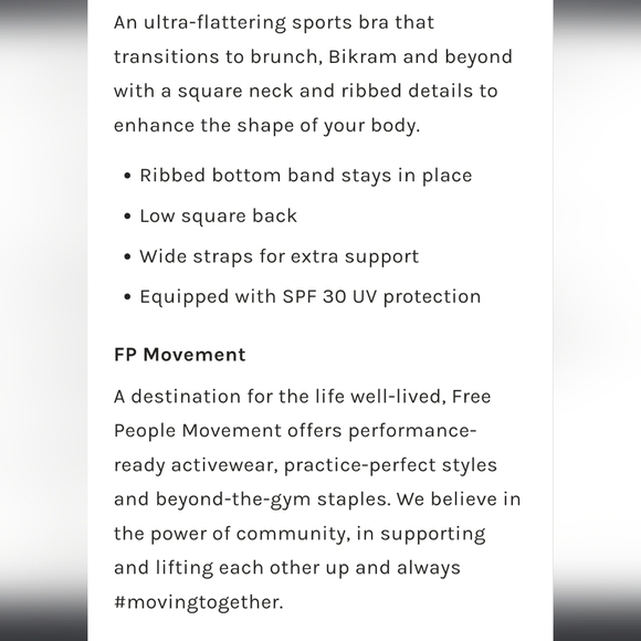 Free People Good Karma Square Neck SportsBra FP Movement Bra Top XS/S 🆕 - Picture 6 of 8